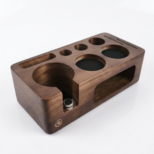Tamper station 4Barista 58 mm | donker walnoot